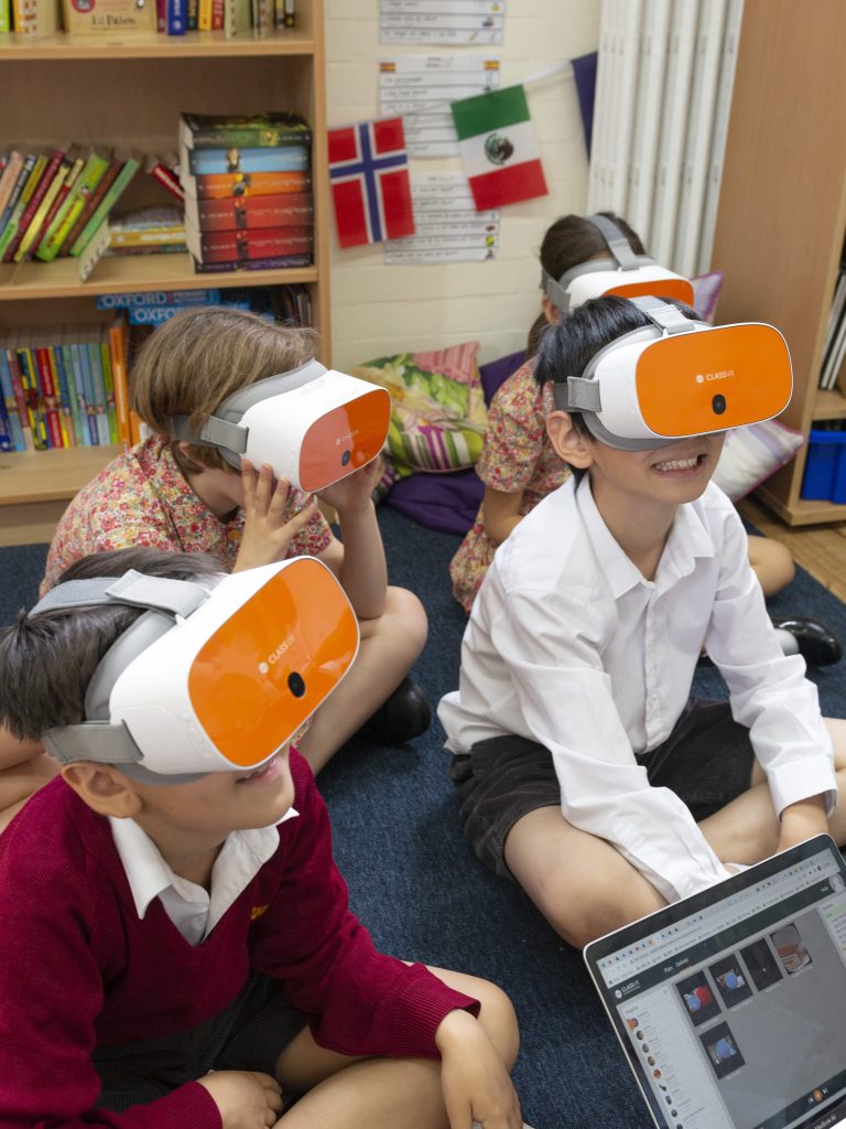 students using VR headsets