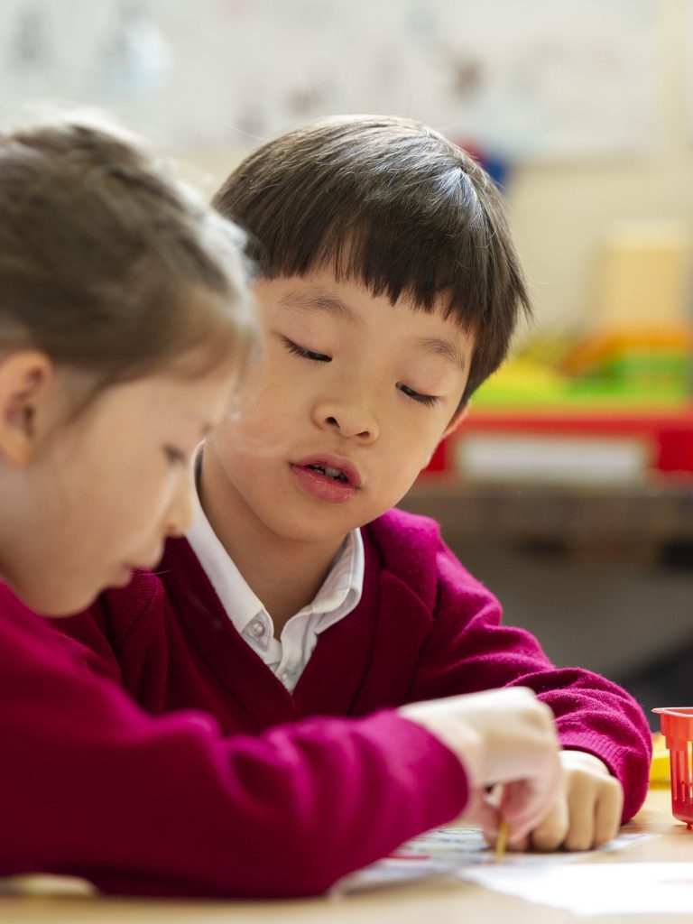 2 students at their desks