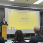 Headteacher presenting at Chinese Bridge Competition